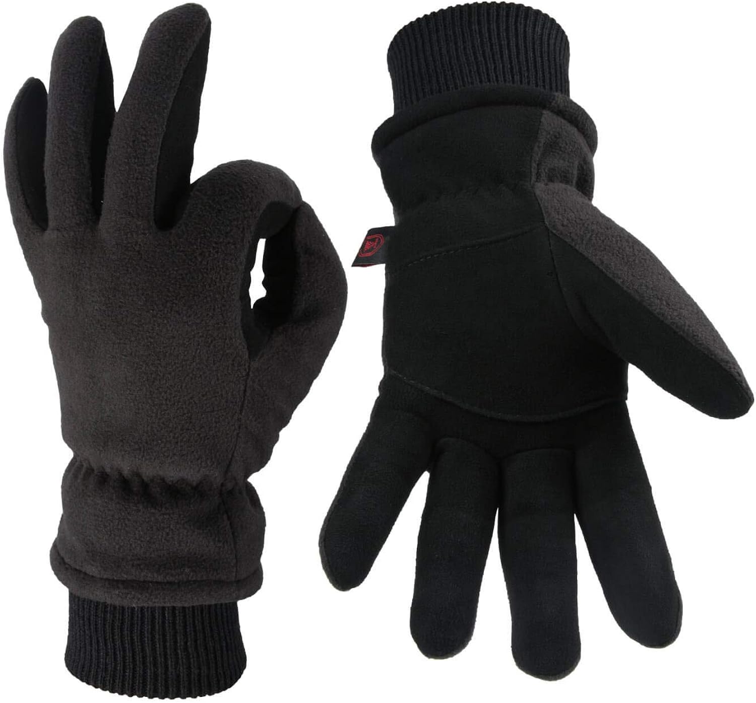 OZERO 30°F Winter Gloves Deerskin Suede Leather and Thermal Polar
