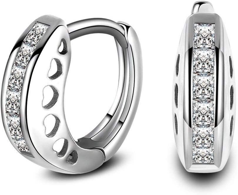 skyllc Men and Women Small Hoop Earrings Artificial Diamond Round Huggie Earrings Piercings