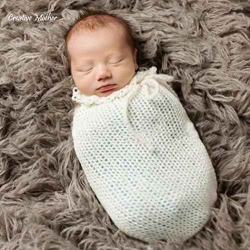 Creative Mother Christmas Cocoon Sleeping Bag for Newborn Boy Girl Cotton Knitted Crochet Photography Prop (White)
