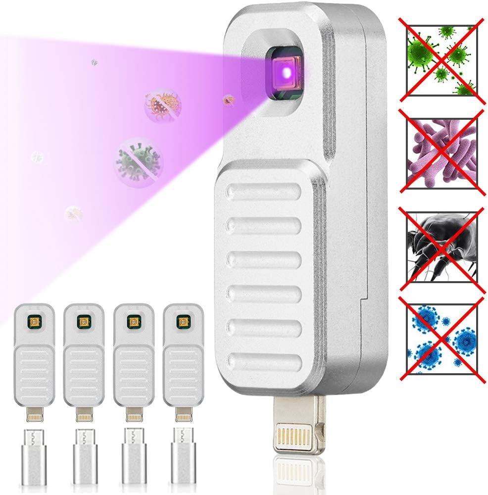 GreenSun Portable UV Light Sterilizer Mini LED Light Sanitizer Deep Portable Ultraviolet Disinfecting UV Lamp for Tableware Household Elevator Button Office Baby -4 Pcs