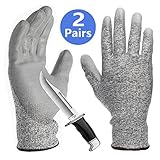 PU Coated Cut Resistant Gloves 2 Pack, Non-Slip Breathable Barehand Sensitivity Work Gloves, Ideal for Kitchen Cutting Fishing Glass Handing Gardening Auto Mechanic Multi-Purpose.