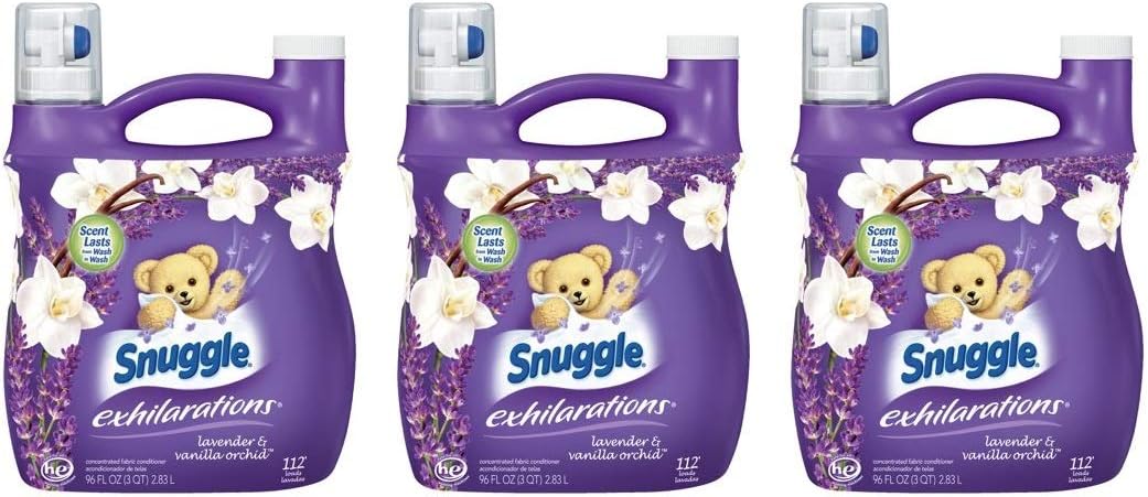 Snuggle Exhilarations Liquid Fabric Softener, White Lavender & Sandalwood Twist, 96 oz (Pack of 3)
