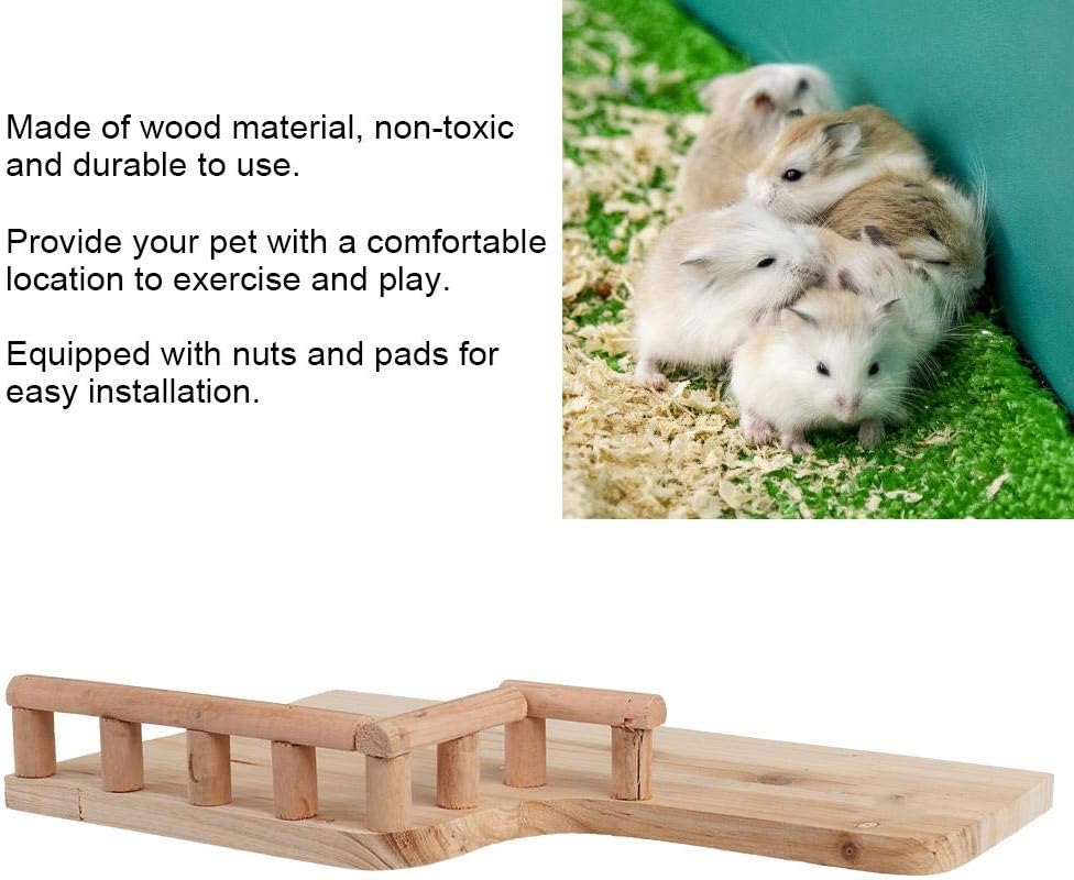 Pssopp Hamster Platform L-Shape Wooden Small Pet Natural Wood Stand Platform Toy Wooden Jumping Climbing Springboard Toy with Railing for Small Medium Parrot - Image 4