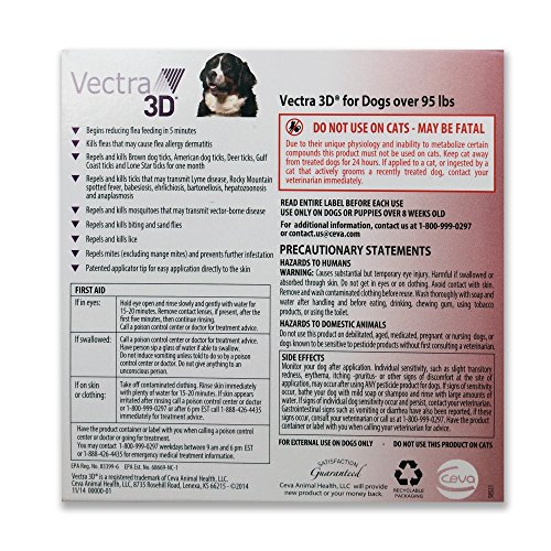 Vectra 3D (Red) 3pk Flea & Tick Control for Dogs Over 95lbs - Thumbnail 3