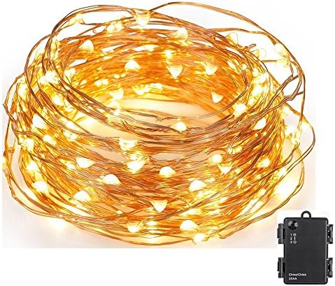 Owncons120 Micro LEDs string Lights Battery Powered on 40ft Long String Copper Wire, Ultra Thin Decor Rope Light with Timer for Weddings, Party, Bedroom, Xmas-2C Batteries Operated