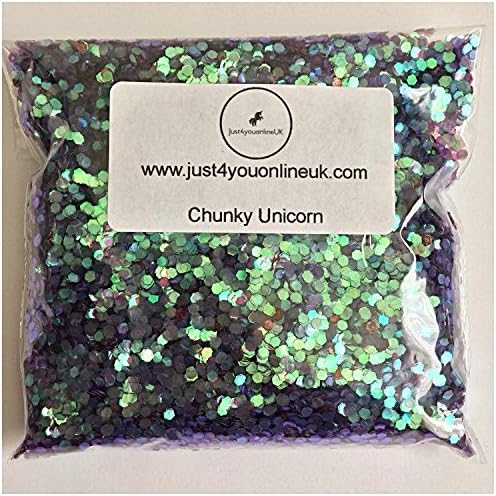 Just4youonlineUK Extra Chunky Glitter Bags 0.083" / 2mm Flakes for Nails Art Craft Florist Festival 10 50 100g (Chunky Unicorn, 50g)