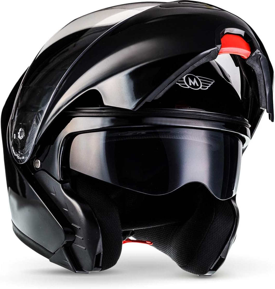 MOTO Helmets® F19 „Gloss Black“ · Motorcycle · Modular-Helmet Flip-Up Full-Face Scooter Moto Helmets Cruiser Biker Bike Urban classic · ECE 22.05 Sun Visor Click-n-Secure Bag XS–XL (53-62cm)