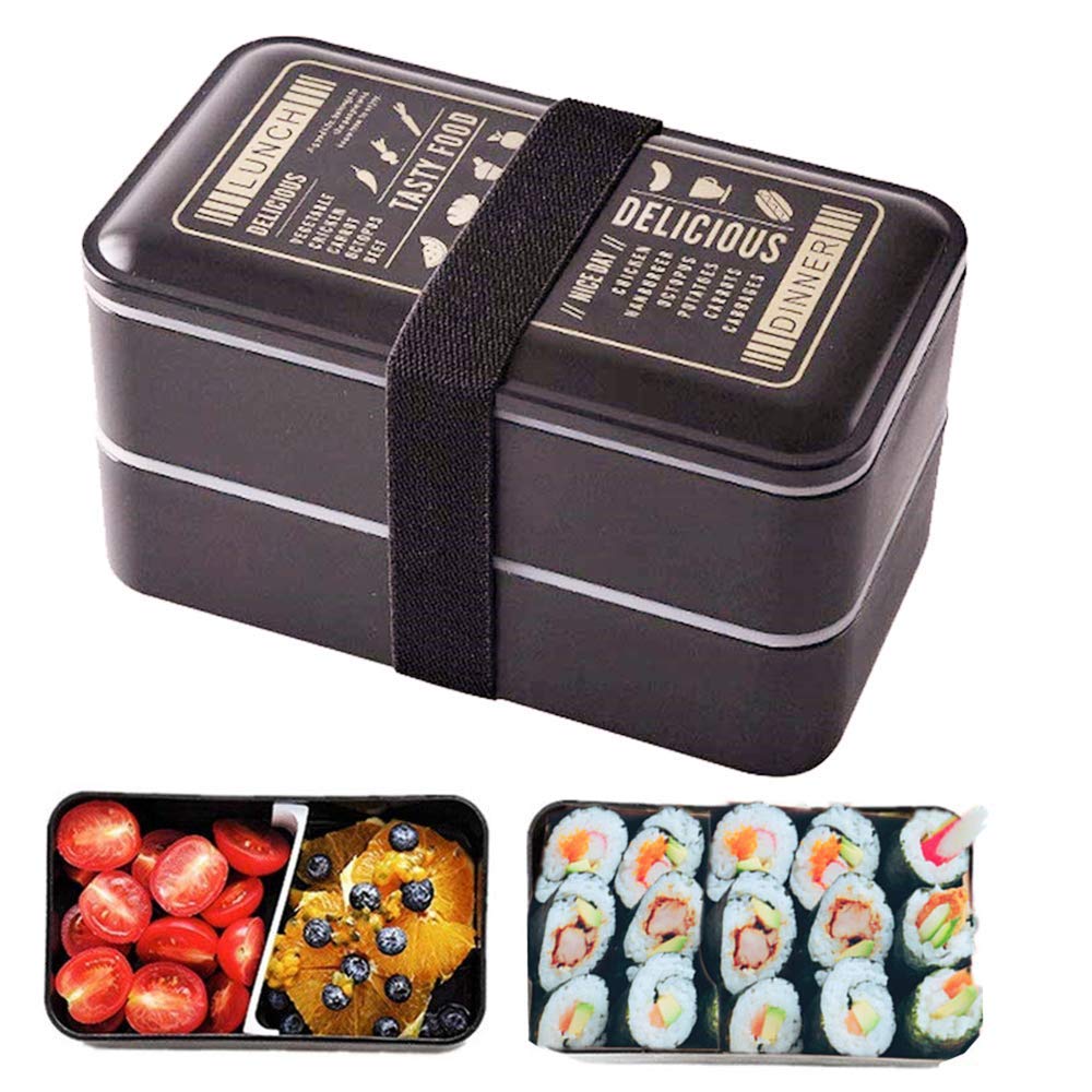 Fiambreras japonesas con varios niveles de almacenamiento y cubiertos