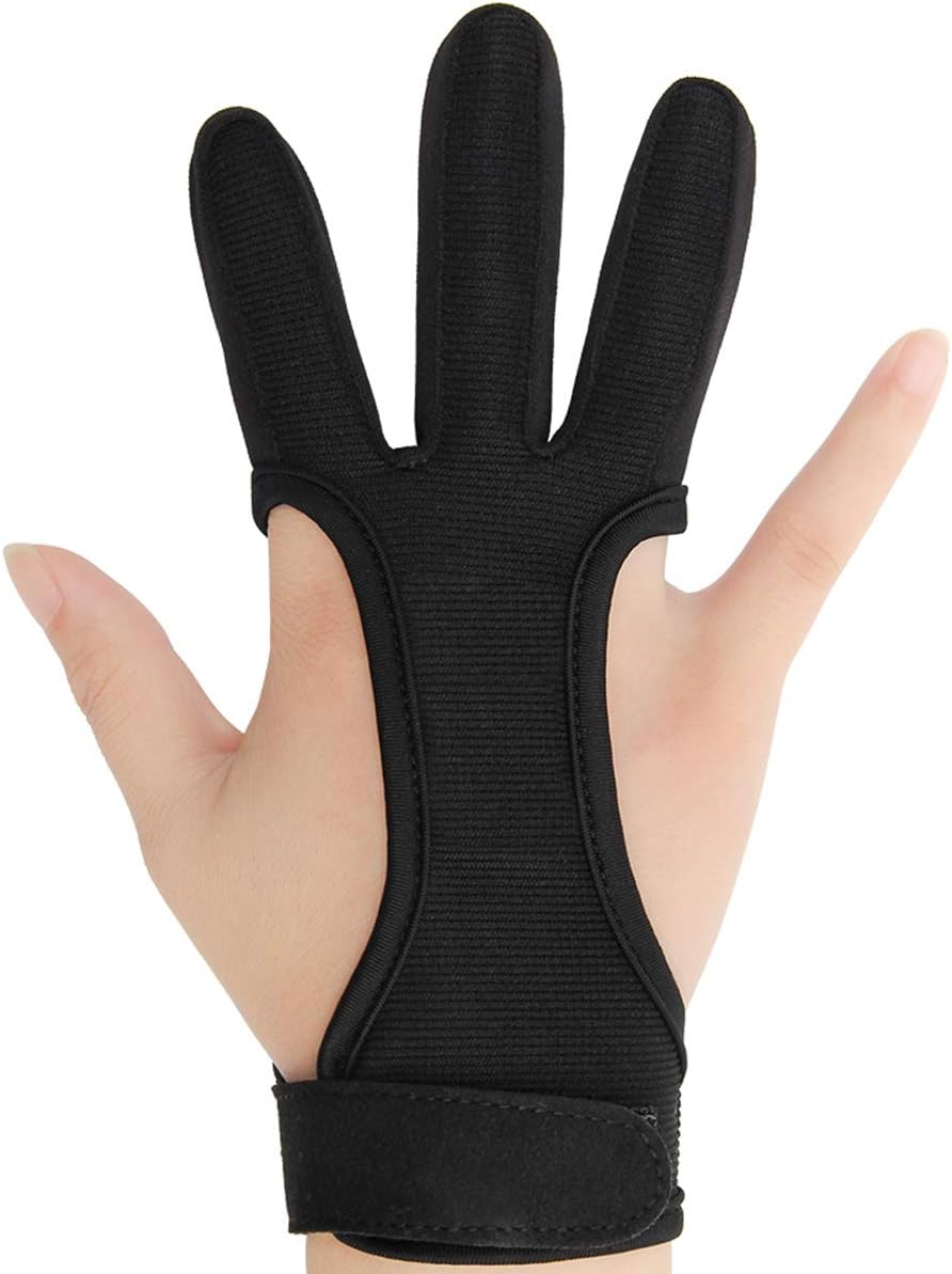 COITEK Archery Finger Glove S M L XL Black Feather Bow Shooting Hunting