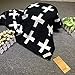 Hacookies,Black and White Swiss Cross Personalized Crochet Baby Blanket Cashmere Fleece Toddlers Swaddle Blanket Throw for Infant Children,Includes Storage Bag