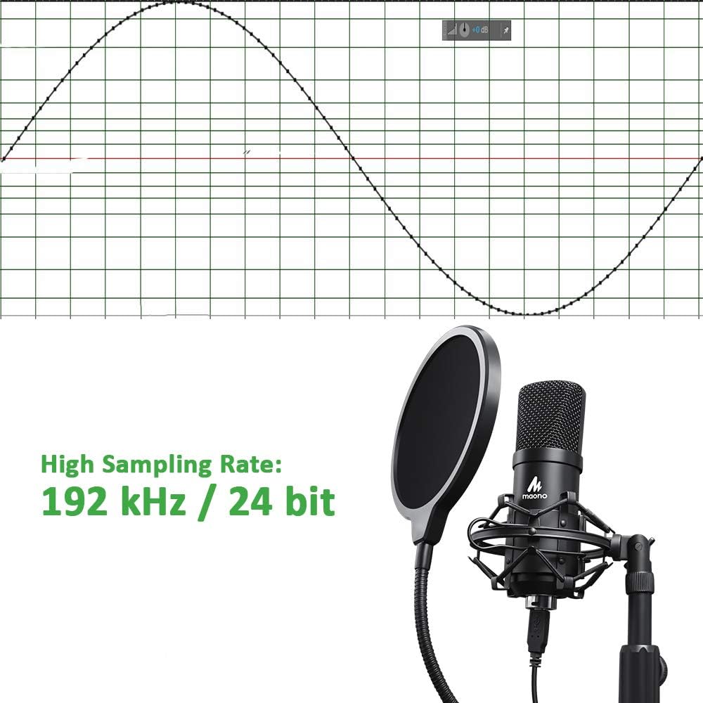USB Microphone Kit 192KHZ/24BIT MAONO AU-A04T PC Condenser Podcast Streaming Cardioid Mic Plug & Play for Computer, YouTube, Gaming Recording: Musical Instruments