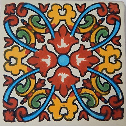 COLOR Y TRADICIÓN Talavera Mexican Hand Painted Tiles Box of 100