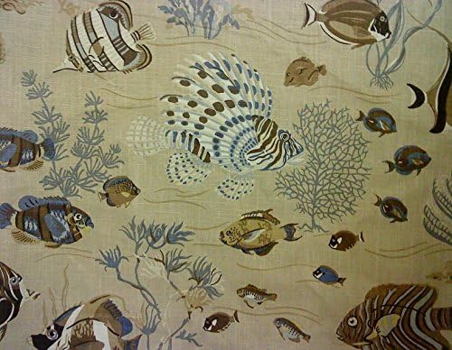 Sealife Del Mar, Color Blue/brown, Duralee Fabric By the Yard