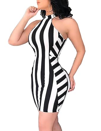 striped bodycon mini dress