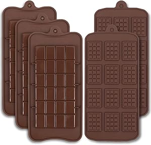 Cozihom Food Grade Silicone Break-Apart Chocolate Molds, Engery Bar, Cocao Bar, Candy Protein Mold, 5 PCS