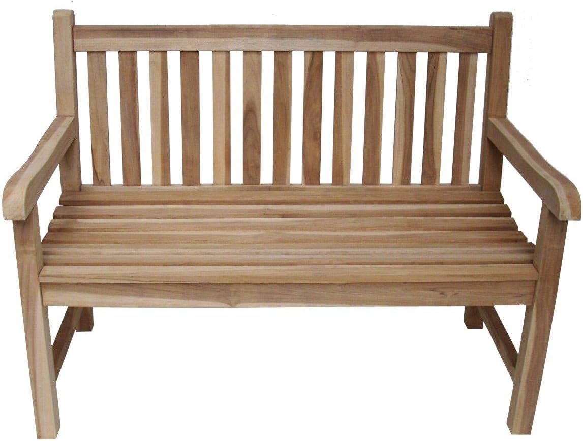 Panca Da Giardino 2 Posti 120 Cm In Legno Teak Massiccio
