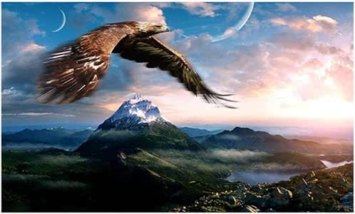 wzgsffs Águila Volando en el Cielo sobre Las montañas Pintura Paisaje