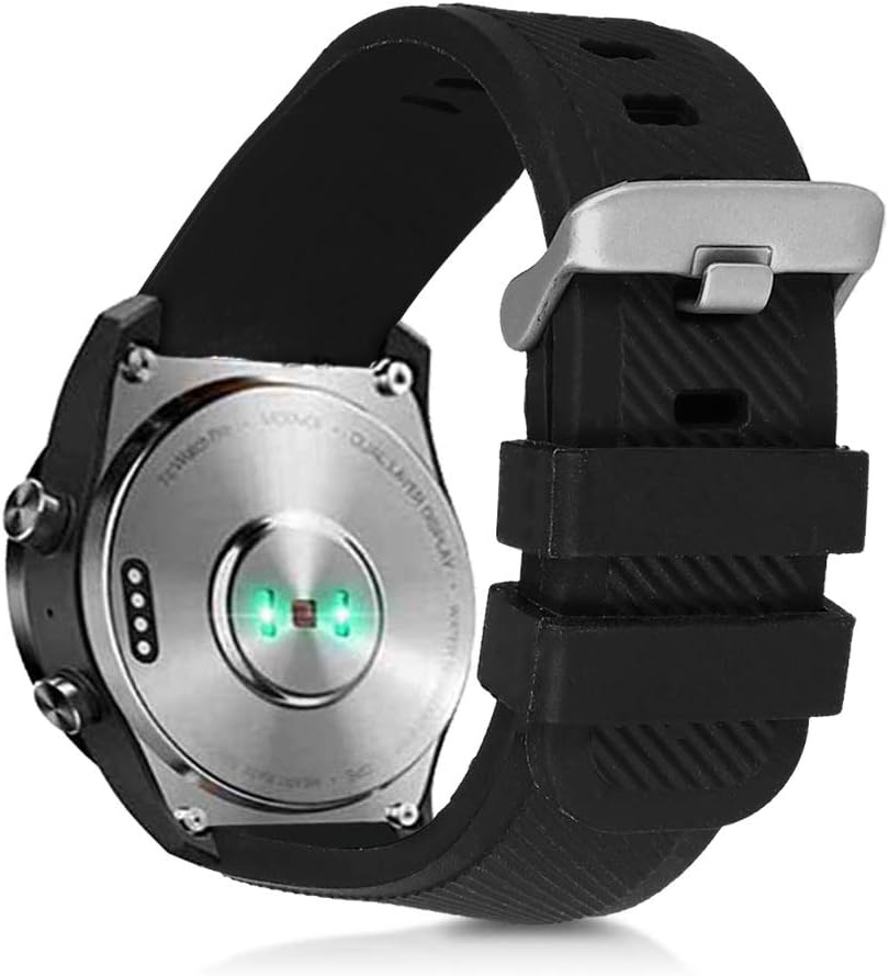 kwmobile Strap for Ticwatch Pro Smartwatch Watch Strap - Silicone Replacement Watch Band - Black, Large - Image 3