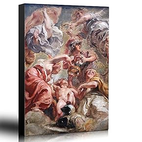 Oil Painting of Minerve Et Lamour by Peter Paul Rubens - Baroque Style - Angels, Catholic, Christianity - Canvas Art Home Art - 12x18 inches