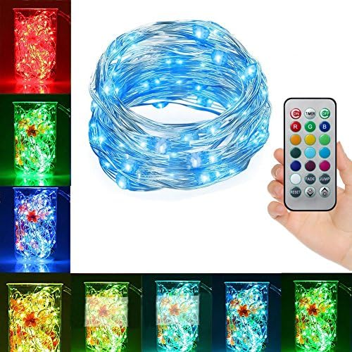 Smartdio LED Fairy Lights Battery Powered String Lights Multi Color Changing String Lights With Remote 16ft 50 leds RGB Indoor Decorative Wire Lights for Bedroom Garden Party Christmas Tree