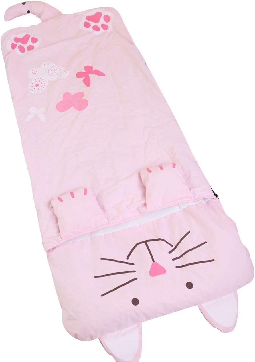 JL DEPOT Children Sleeping Bags,Sleeping Bag For Kids,Baby Sleeping Bag,Blue Dinosaur,Green Crocodile,Pink Cat,Rose Red Rabbit(Pink Cat)