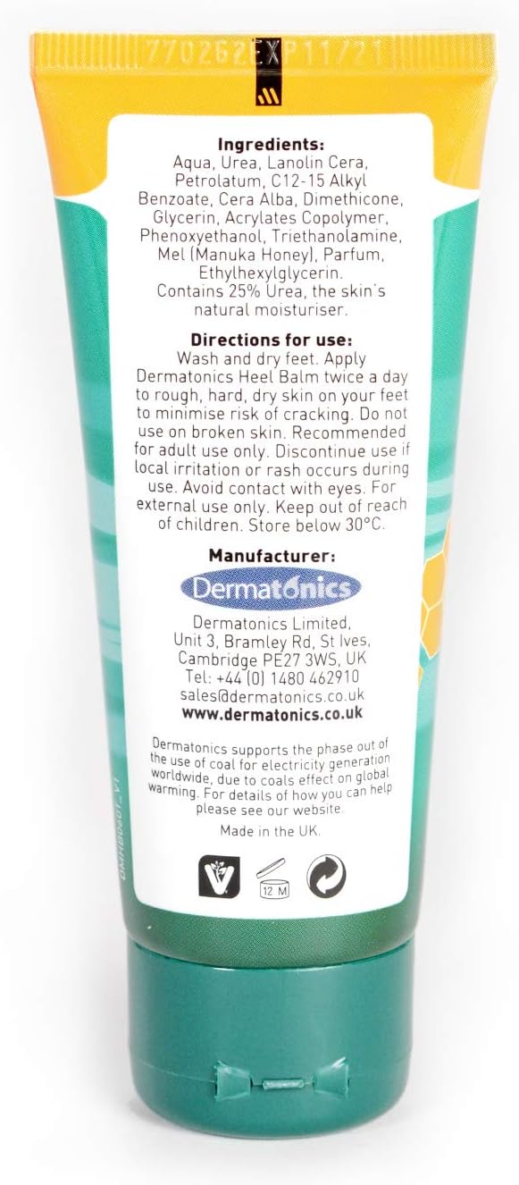 Dermatonics Manuka Honey Heel and Elbow Moisturizing & Exfoliating Cream for Dry and Cracked Skin, 2oz Tube: Health & Personal Care