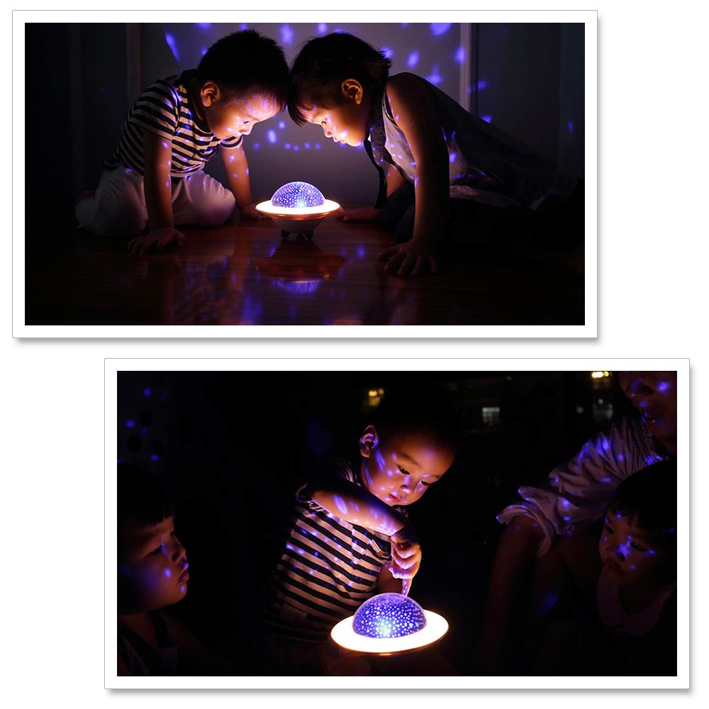 Baby UFO Star Night Light for Kids,Sleeping Sound Machine with Remote,Timer,Built-in Bluetooth Speaker, Best Projection Lamp Gift for Bedroom Birthday Parties Christmas - 3 Sets of Film