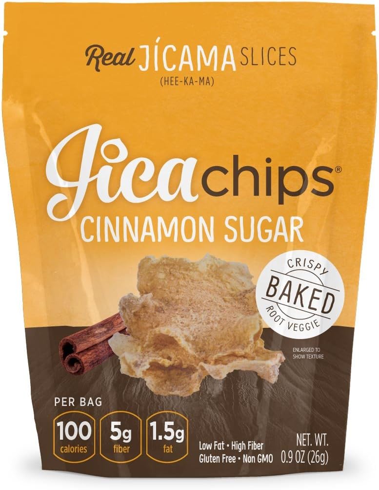 JicaChips Jicama Chips, Cinnamon Sugar, 8 Pack, BAKED, Gluten Free, Vegan