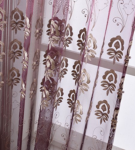 Floral Embroidered Sheer Curtains Vintage Elegance Embroidery