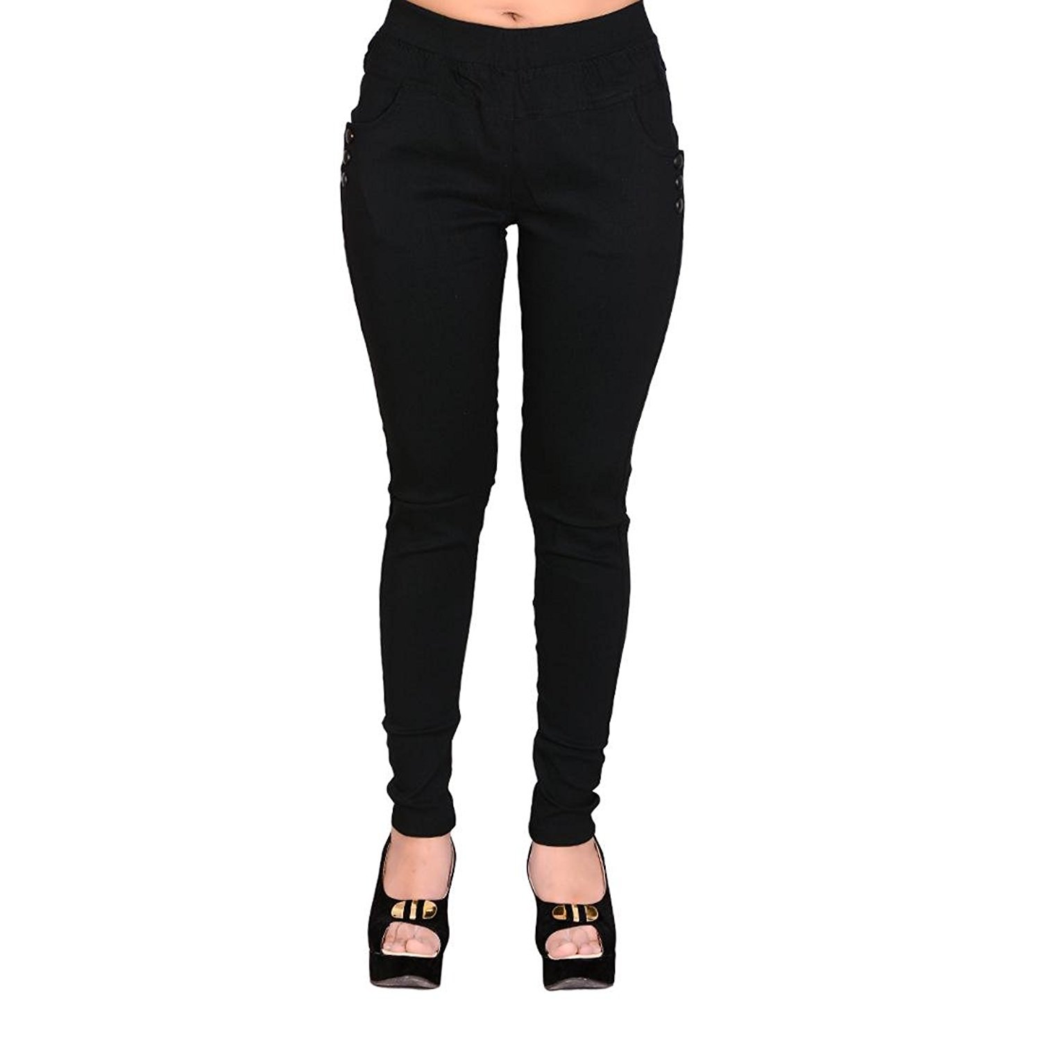 superior washer & gasket women's lycra jeggings for women (black, free size)