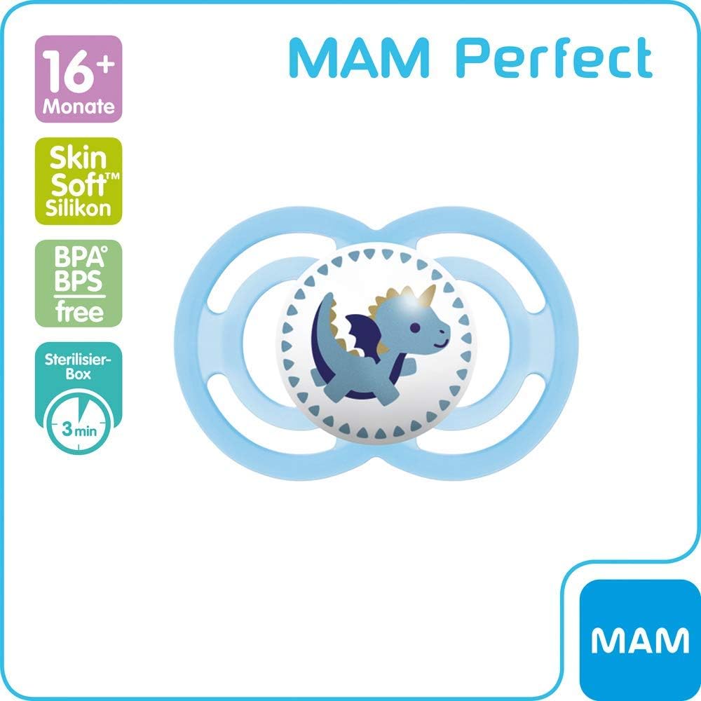 MAM Perfect Day "Skin Soft Silicone" Dummy 16+ // Set of 2 // Fairy Tale Royal Friends // Includes 2 Sterilised Transport Boxes - Image 4