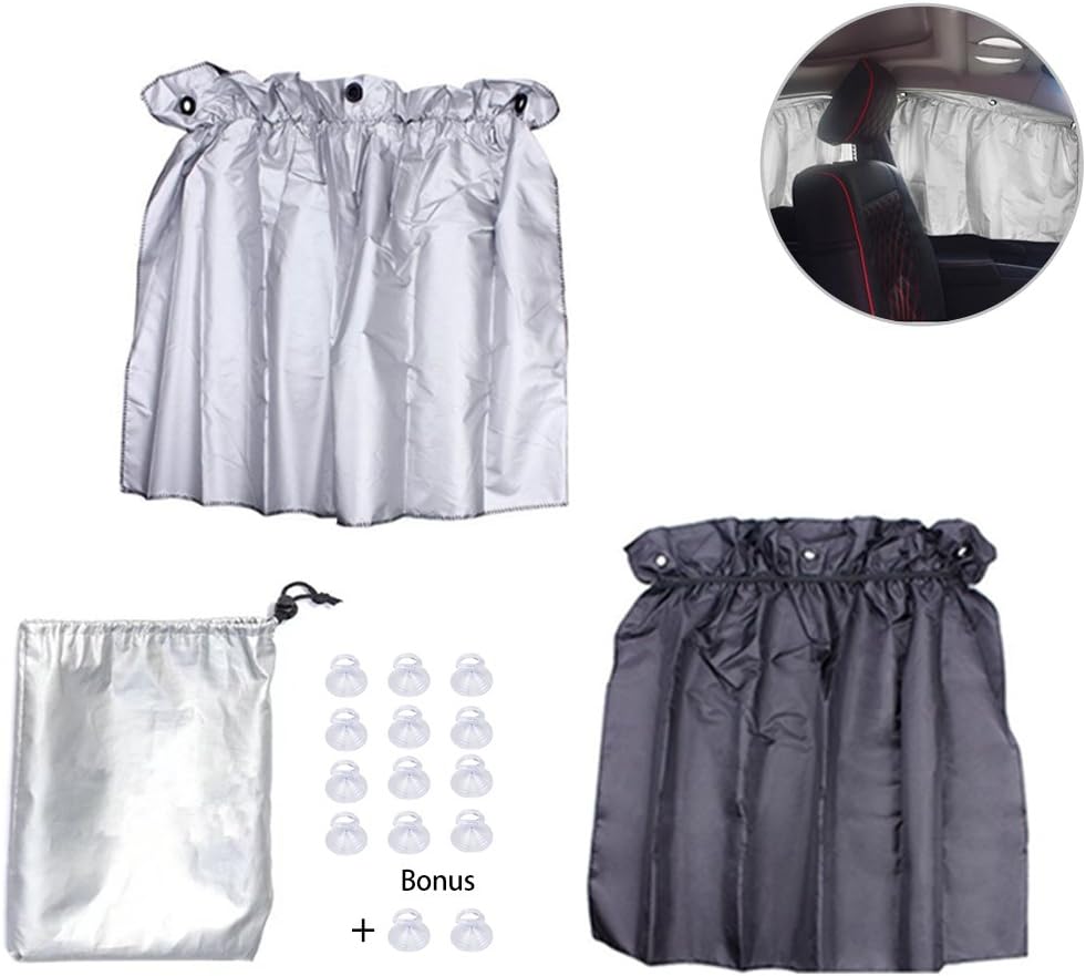 Rear Side Window Curtain - Car Sun Block Curtains (27.6'' x 20.5'') - With Vehicle Suction Cup Car Blackout Shades - Car Sunshade UV Protection（2 Pack）