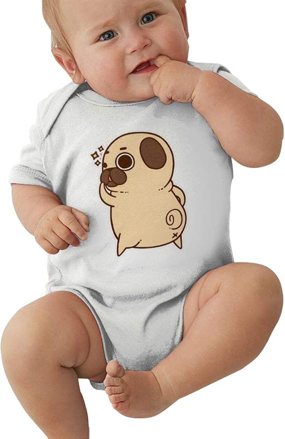 Amazon Co Jp 面白いパグ 夏 ベビー服 半袖 ロンパース 新生児服 カバーオール フルプリントセット 赤ちゃん服 出産祝い コットン ファッション