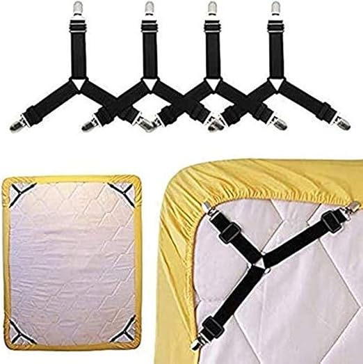 Amazon Com Ht Dd Sheet Clips Adjustable Bed Sheet Holder Straps For Bed Band Crib Mattress Pad Corner Gripper Bedsheet Keeper 4pcs Black Home Kitchen