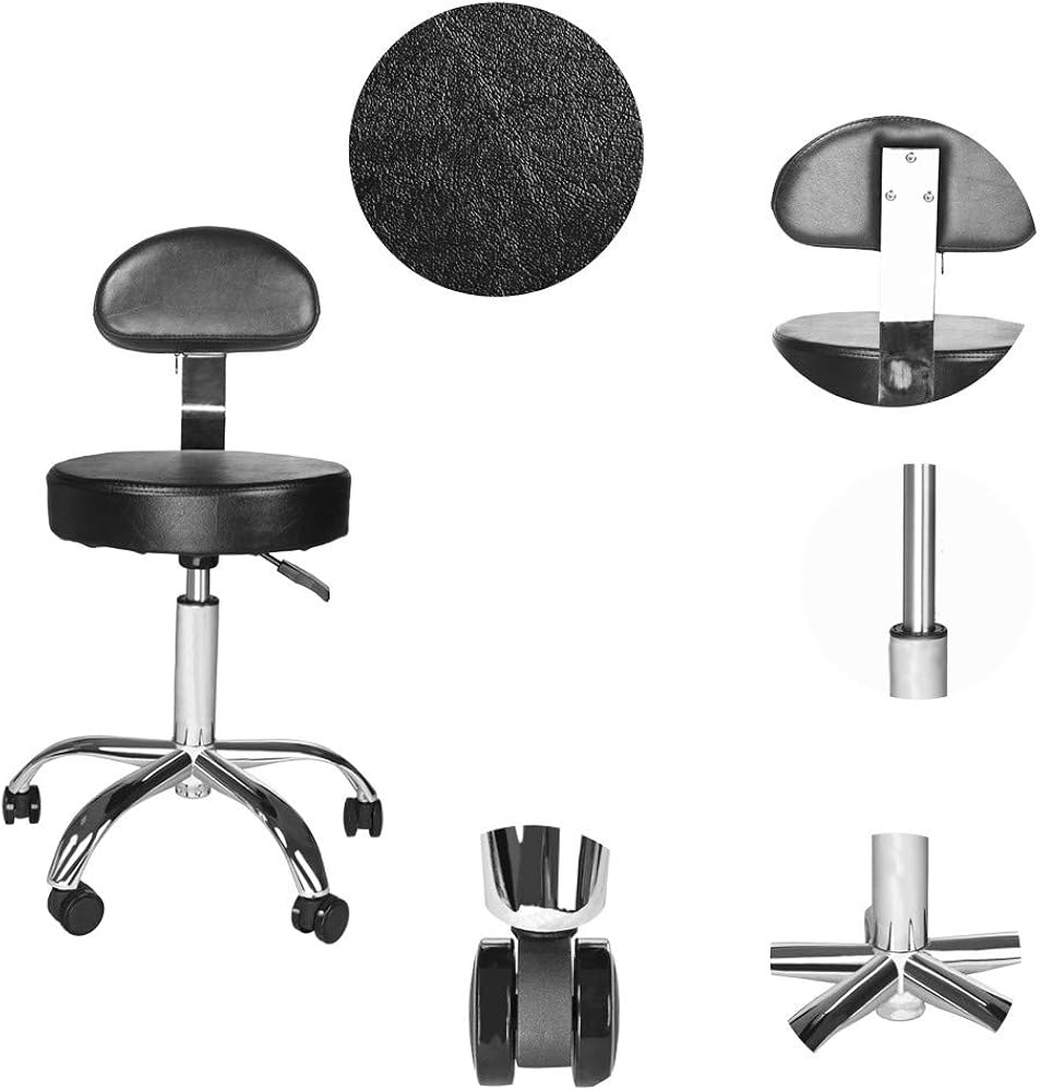 Funic US Fast Shipment Rolling Stool Drafting Chair with Backrest Salon Spa Stool Swivel Chair Tattoo Massage Stool,Adjustable Hydraulic Rolling Salon Stool Chair for Office Desk Home(Black): Clothing