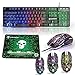 Gaming Keyboard LED Backlit Wired Keyboard and Mouse Combo with Emitting Character 2400DPI USB Mice Multimedia Keys Rainbow Backlight Mechanical Feeling for OS Windows X86 X64 Win7 8 Mac (T6 Black) ...