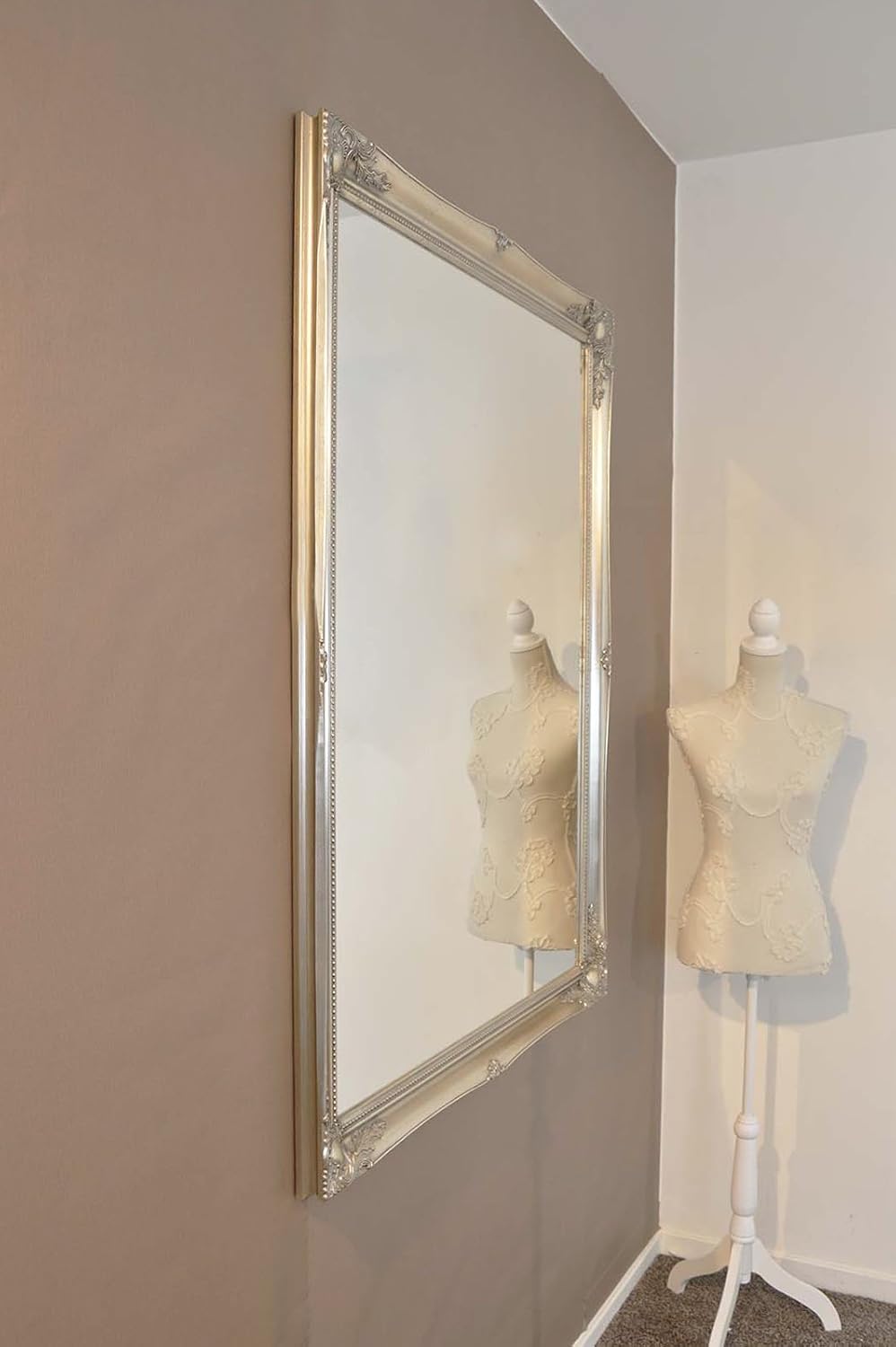 FRENCH SILVER HUGE SHABBY CHIC ANTIQUE STYLE MIRROR - 42" x 54" OVERALL SIZE (105cm X 135cm), 137x106x5 - Image 5