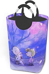 GCNqat Laundry Basket Snoopy Hug Charlie Brown Laundry Hamper Foldable Clothes Bag Folding Washing Bin
