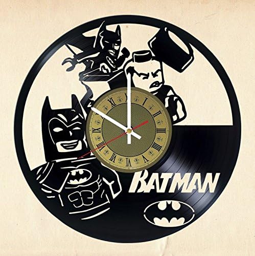 Kids Batman comics vinyl wall clock - handmade artwork home bedroom living kids room nursery wall decor great gifts idea for birthday, wedding, anniversary - customize your (Gold/White)