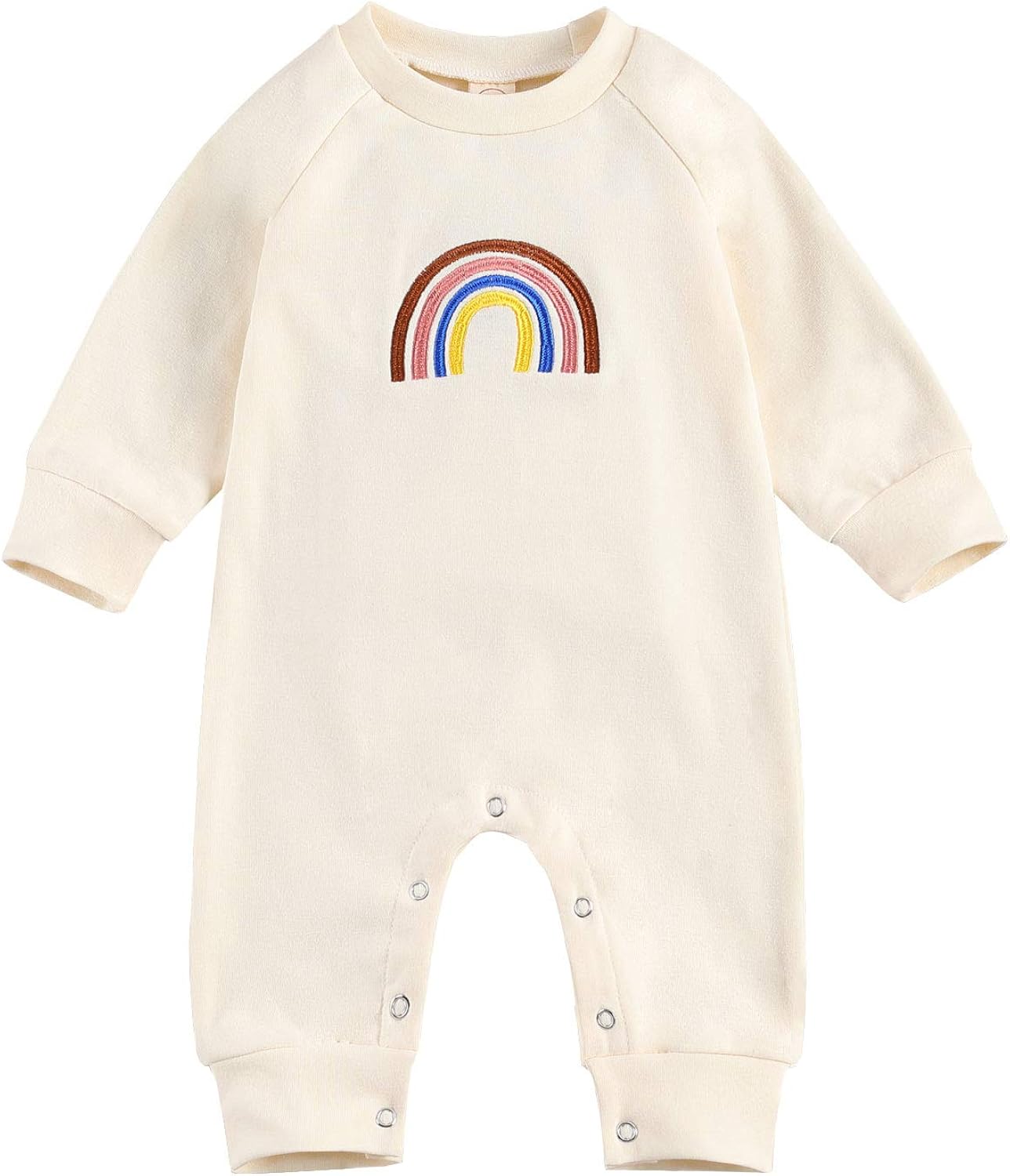 Amazon Com Newborn Baby Girl Boy Rainbow Embroidered Romper Jumpsuit Crewneck Long Sleeve Playsuit One Piece Outfit Fall Clothes Clothing