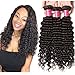 ALI JULIA Brazilian Virgin Deep Curly Wave Hair Weft 3 Bundles 100% Real Unprocessed Human Hair Weave Extensions Natural Color 95-100g/pc (20 22 24 inches)