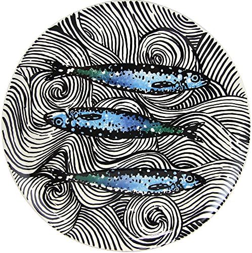 Portugal Gifts Hand Painted 15” Inches Diameter Decorative Plate Made In Portugal (N.15 Black Sardines)