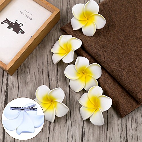 Women Plumeria Flower Hair Clip Accessories Barrette Hawaiian Wedding Party 6Pcs