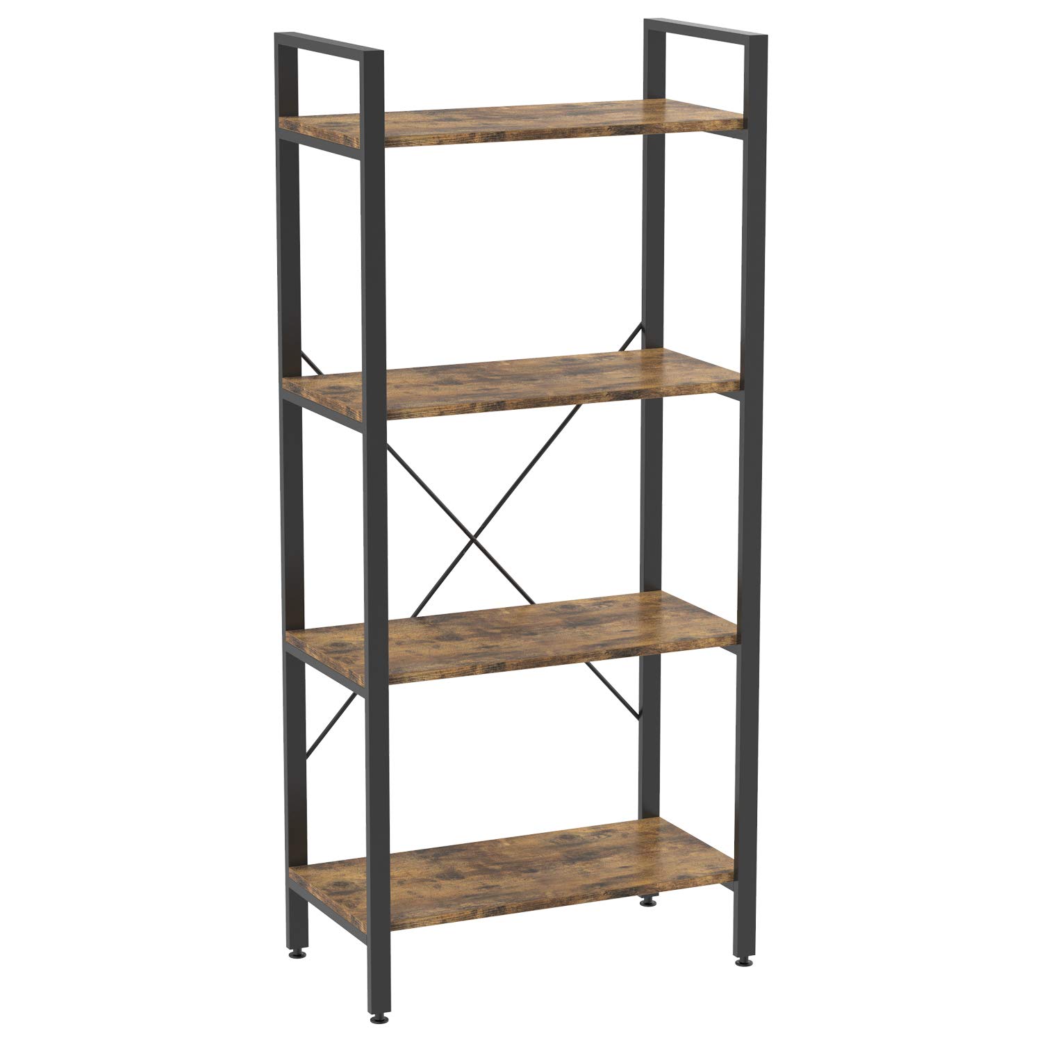 IRONCK Industrial Bookcase, 4-Tier Bookshelf for Living Room, Bedroom, Farm House, Kitchen, Office Decor and Storage