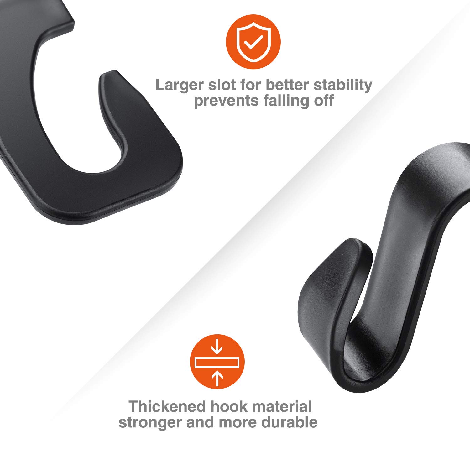 HOUSE DAY Houseday Car Seat Headrest Hooks for Car - Back Seat Organizer Hanger Storage Hook, Car SUV Black, Purse Hook for Car Handbag Clothes Umbrellas Coats Grocery Bags & More!（ 4 Pack）