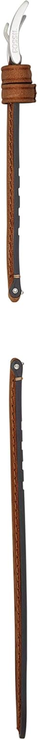 Fossil Unisex 22mm Leather/Silicone Interchangeable Watch Band Strap, Color: Light Brown/Silicone-Backed (Model: S221300): Watches