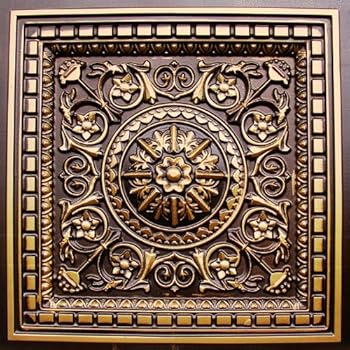 Amazon Com D215 24 X 24 Pvc Antique Gold Ceiling Tiles Home