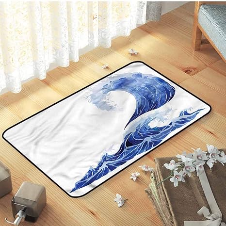 Amazon 屋内屋外ウェルカムマットホリデイドアマットオーシャンアクアティックストームブルーウェーブノンスリップバッキング 31 5 X19 5インチ 80x50cm 玄関マット オンライン通販