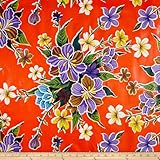 Oilcloth Hibiscus Orange Fabric By The Yard