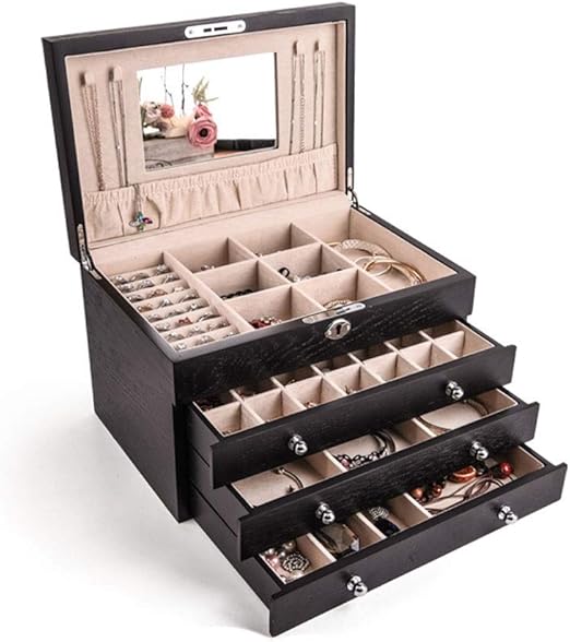 Solid Wood Jewelry Box MultiLayer Jewelry Box with Lock